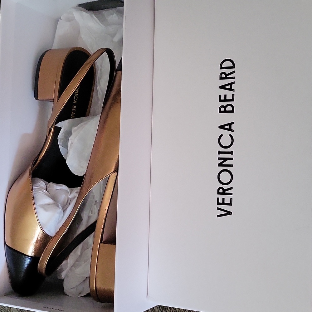Veronica Beard Cecile sling/dark gold,black Nwt - Picture 9 of 11
